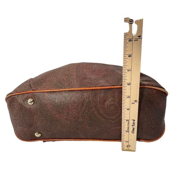 Etro Tote Shoulder Bag Leather Trim Authentic Paisley Jacquard Fabric w Serial# - Picture 8 of 14